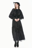Gothic Victorian Blouse with Rose Jacquard and Ruffled Lace Jabot IW148