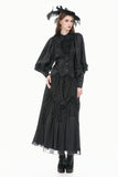 Gothic Victorian Blouse with Rose Jacquard and Ruffled Lace Jabot IW148