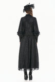 Gothic Victorian Blouse with Rose Jacquard and Ruffled Lace Jabot IW148