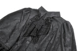 Gothic Victorian Blouse with Rose Jacquard and Ruffled Lace Jabot IW148