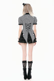 Goth Academy Style Striped Bat Collar Spiderweb Swish Tail Blouse IW149