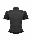 Goth Retro Victorian Lace Ruffle Puff Sleeve Slim Blouse IW150