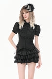 Goth Retro Victorian Lace Ruffle Puff Sleeve Slim Blouse IW150