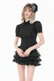 Goth Retro Victorian Lace Ruffle Puff Sleeve Slim Blouse IW150