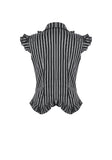 Gothic Striped blouse with Crow Emblem, Ruffled Wing Sleeves and Victorian Swallowtail Hem IW152
