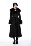 Gothic fur neck and sleeves woolen maxi coat JW256