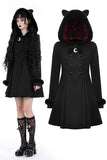 Black lolita cat ear double-breasted woolen long coat JW257