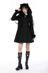 Black lolita cat ear double-breasted woolen long coat JW257