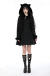 Black lolita cat ear double-breasted woolen long coat JW257