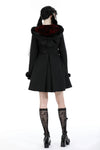 Black lolita cat ear double-breasted woolen long coat JW257