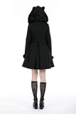 Black lolita cat ear double-breasted woolen long coat JW257