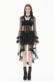 Gothic Retro Sheer Lace Patchwork Deep-V Flare Sleeve Duster JW301