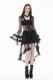Gothic Retro Sheer Lace Patchwork Deep-V Flare Sleeve Duster JW301
