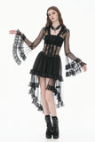 Gothic Retro Sheer Lace Patchwork Deep-V Flare Sleeve Duster JW301