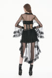 Gothic Retro Sheer Lace Patchwork Deep-V Flare Sleeve Duster JW301