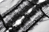 Gothic Retro Sheer Lace Patchwork Deep-V Flare Sleeve Duster JW301
