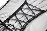Gothic Retro Sheer Lace Patchwork Deep-V Flare Sleeve Duster JW301