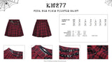 Punk red plaid pleated skirt KW277