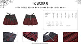Punk devil black red cross check mini skirt KW288