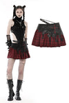 Punk devil black red cross check mini skirt KW288