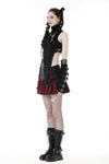 Punk devil black red cross check mini skirt KW288