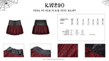 Punk PU red plaid mini skirt KW290