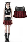 Punk PU red plaid mini skirt KW290