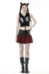 Punk PU red plaid mini skirt KW290