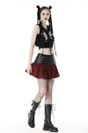 Punk PU red plaid mini skirt KW290