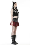 Punk PU red plaid mini skirt KW290