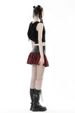 Punk PU red plaid mini skirt KW290