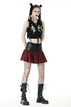 Punk PU red plaid mini skirt KW290