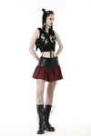 Punk PU red plaid mini skirt KW290