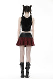 Punk PU red plaid mini skirt KW290