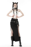 Punk rock metal side bag tight long skirt KW302