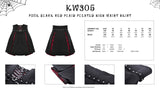 Punk Black red plaid pleated high waist skirt KW305