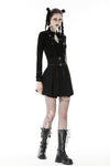 Punk Black red plaid pleated high waist skirt KW305