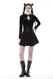 Punk Black red plaid pleated high waist skirt KW305