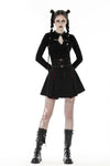 Punk Black red plaid pleated high waist skirt KW305