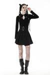 Punk Black red plaid pleated high waist skirt KW305