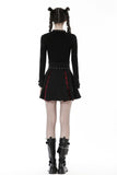 Punk Black red plaid pleated high waist skirt KW305