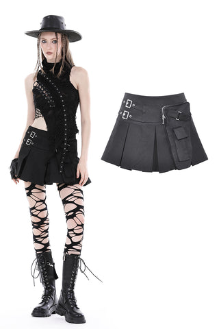 Punk pleated skirt with side bag KW313