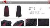 Gothic black red flower sea tasseled long skirt KW337