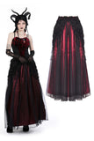 Gothic black red flower sea tasseled long skirt KW337