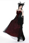 Gothic black red flower sea tasseled long skirt KW337