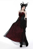 Gothic black red flower sea tasseled long skirt KW337