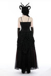 Gothic black red flower sea tasseled long skirt KW337