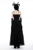 Gothic black red flower sea tasseled long skirt KW337