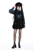 Black lolita frilly layered velvet mini skirt KW339