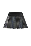 Colorful Plaid Patchwork Leather-Waist Skirt KW380